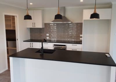 Kitchen floor and splashbacks