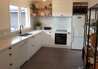 Kitchen splashback and floor tiling