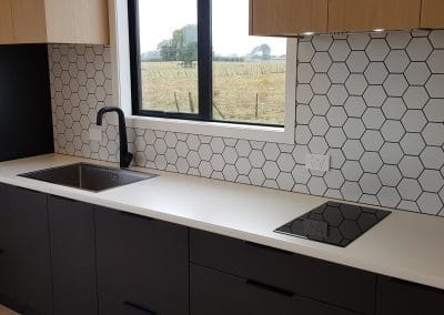 kitchen splashback with hex tiles